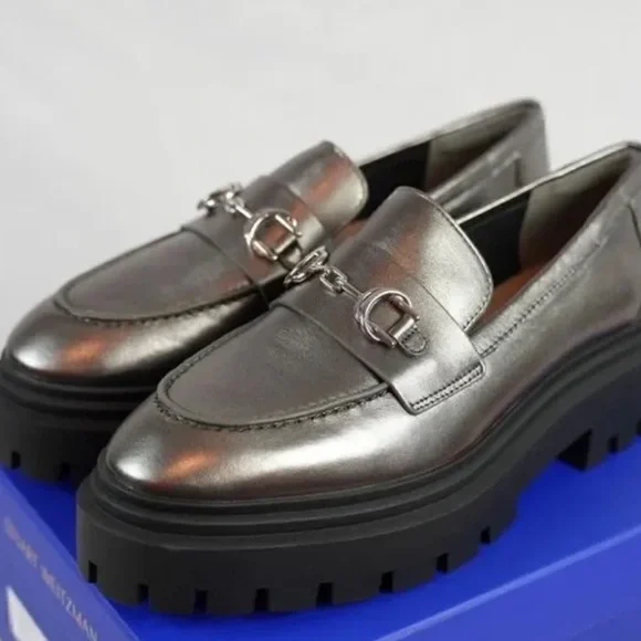 Stuart Weitzman Owen Chunky Leather Platform Bit Loafers Sz 6B - Picture 6 of 16